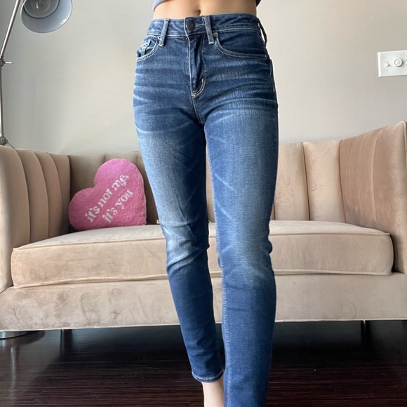 High Rise Dark Wash American Eagle Skinny Jeans Ne(X)t Level Stretch - Picture 2 of 7